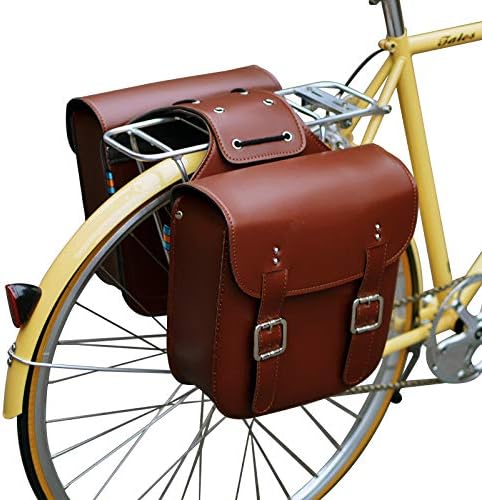 Retro Bicycle Rack Bag Leather Rear Rack Bike Bags Robust Rear Seatpost Bag for Retro Bicycle Saddle Rack Accessories(Black)