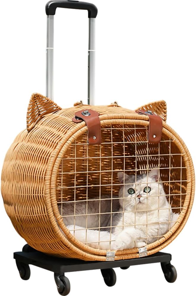 ® Portable Pet Trolley Carrier with Wheels Pet Travel Carrier Pet Carrier Suitcase Travel Cat Carrier Travel Dog Carrier for Small Animals