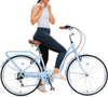 Womens Beach Cruiser Bike 26 Inch Bicycles for Women Adjustable Seat, 7 Speed Commute Bike for Women Adults, Womens Bicycle