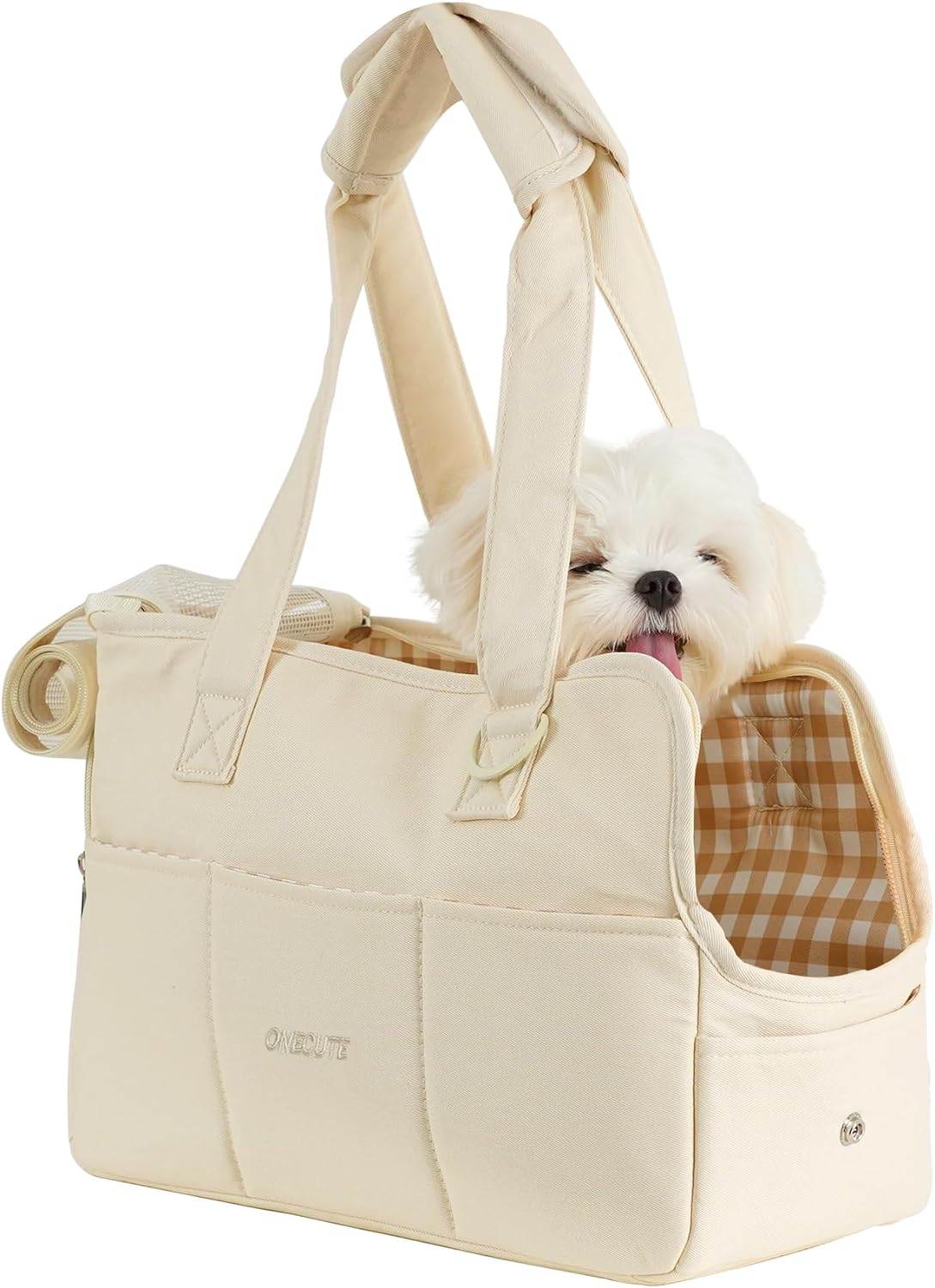 Dog Carrier for Small Dogs, Cotton Bag, Dog Carrier Soft Sided, Collapsible Travel Puppy Carrier (Beige, 17" L X 7.5" W X 12" H)