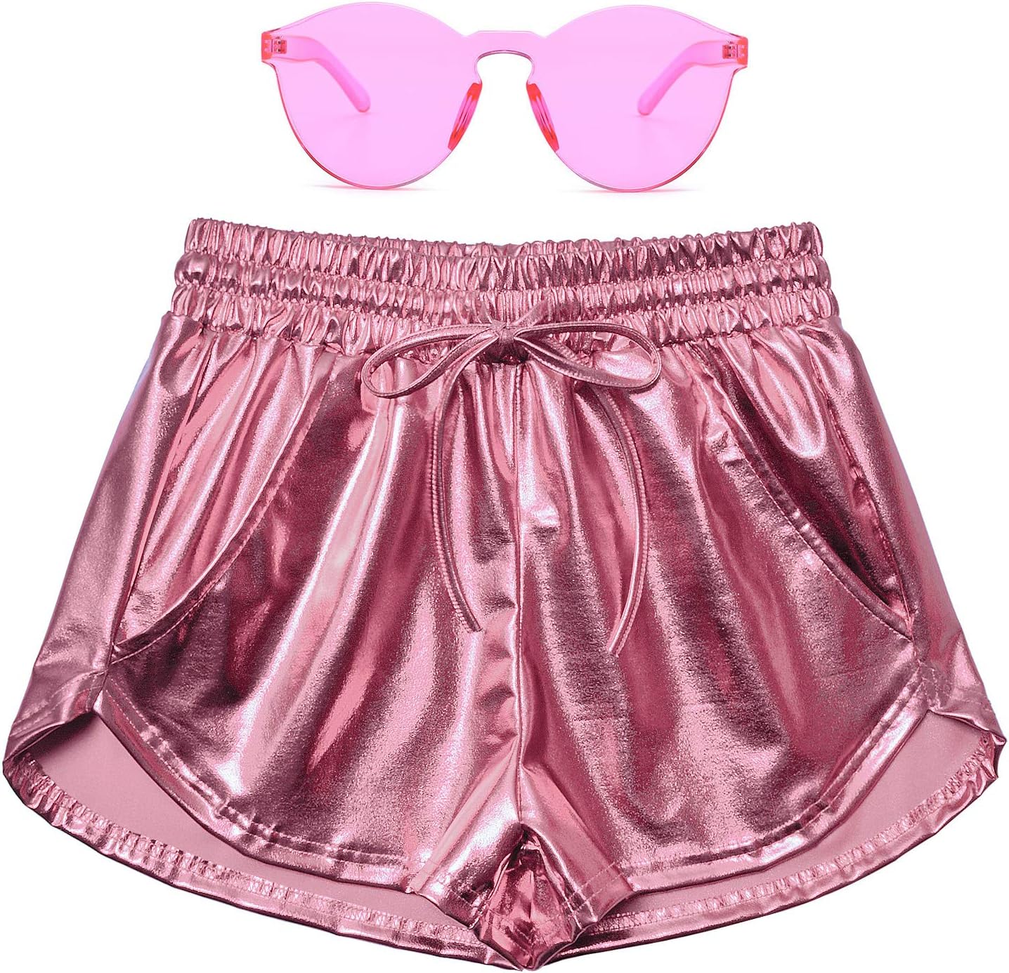 Women'S Metallic Shorts Summer Sparkly Hot Outfit Shiny Short Pants